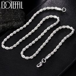 925 Sterling Silver ed Rope Chain Necklace 16 18 20 22 24 Inch 4mm For Women Man Fashion Wedding Charm Jewelry2634