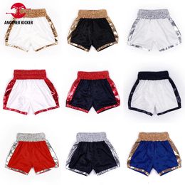 Other Sporting Goods Muay Thai Shorts Adult Kids Fight Kickboxing Pants Satin Boxing Womens Mens Breathable Combat Grappling MMA Clothing 231204