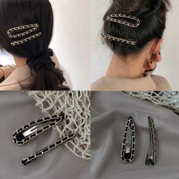 Headwear Hair Accessories Fashion Edge Chain Cool Black Korean Bangs Top Clip Headdress Hair Clip Accesories for Women Hairpins Girl Women Accessories Q231204