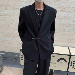Men's Suits Black Blazer Men Oversized Fashion Social Mens Dress Jacket Korean Loose Casual Suit Office Formal M-XL