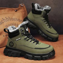 Boots Men Tactical Winter Mens Casual Ankle Shoes High Top Platform Leather Outdoor Work Safety Sneakers Chelsea Cowboy 231204