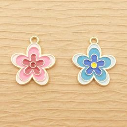 Charms 10pcs 18x21mm Enamel Flower Charm For Jewelry Making Earring Pendant Necklace Bracelet Accessories Diy Craft Supplies