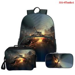 Backpack Game World Of Tanks Boys Girls Student School Bag Daily Travel Large Capacity Laptop Bookbag 3 Set Pcs Mochila318m