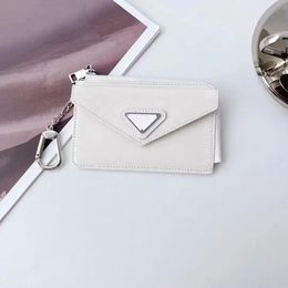 Designer luxury men's and women's wallets Triangle label metal zipper keychain Leather appearance Level fashion card bag holder