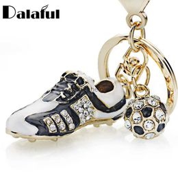 Key Rings Crystal Football Soccer Shoes Rhinestone Keychains For Car Purse Bag Buckle Pendant Keyrings Key Chains Women Gift K258 YQ231204