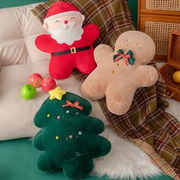 Cushion Decorative Pillow Holiday Gift Cushion Christmas Design with Cute Elderly Doll and Gingerbread Man Comfortable for Office or Home 231204
