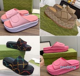 womens designer sandal platform slides men slipper thick bottom shoes flip flops summer flat casual beach sandale genuine leather high quality with box