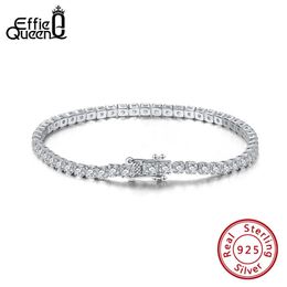 Chain Effie Queen 100% 925 Sterling Silver Tennis Bracelets Pave Clear Cubic Zirconia 14K Gold Bangle Jewellery Gift for Women Men SB61 231204