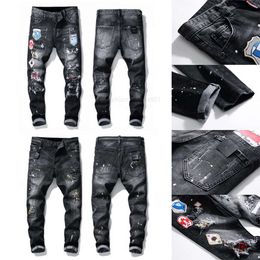 Jeans 21ss Sell Mens Distressed Ripped Slim Fit Motorcycle Biker Denim Men s Fashion Mans Black Pants