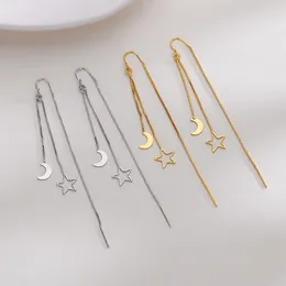 Dangle Earrings Trendy Silver Gold Colour Drop Moon Star Tassel Long Elegant For Women Girl Gift Fashion Jewellery Dropship Wholesale