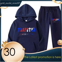 Trapstar Brand Printed Sportswear Men's T Shirts Colours Warm Two Pieces Set Loose Hoodie Sweatshirt Pants Jogging Trapstar Tracksuit 749