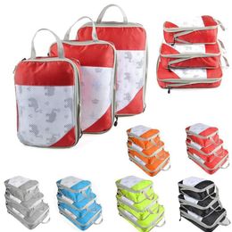 Compressible Storage Bag Set Three-piece Compression Packing Cube Travel Luggage Organiser Foldable Travel Bag Organizer200j