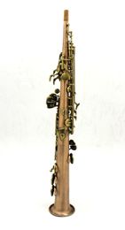 Eastern music pro vintage rose brass one piece straight Soprano Saxophone w/case <<