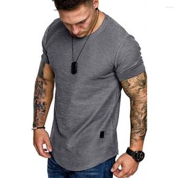 Men's Suits A3401 Summer Men Short SleeveT Shirt Casual Round Neck Fashion Elastic Fit Funny Streetwear Solid Tshirt Hip Hop Tops S-XXL