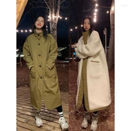 Women's Trench Coats Foufurieux Women Outerwear Korean Edition Autumn/Winter Thickened Two Sides Wear Mid Length Parker Cotton Clothes