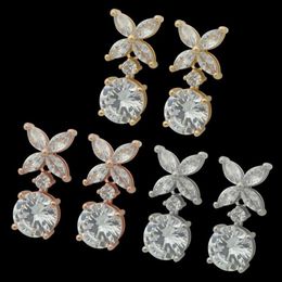 Womens Four leaf flower earrings Studs Designer Jewelry Large and small drill Studs gold silvery rose gold Full Brand as Wedding C210c