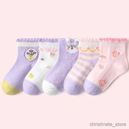 Kids Socks 5 Pairs 1-12Y Children Socks 2023 Spring Summer Baby Boy Cotton Mesh Thin Breathable Socks Cute Cartoon Kids Girl Princess Socks R231204