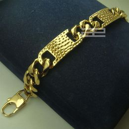 B140 Men's Cool 14K 14CT Gold Filled GF 14mm Width 23cm Length Cool bracelet jewelry318W