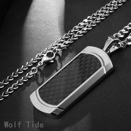Stainless Steel Military Cross Dog Tag Pendant Necklace Mens Fashion Curb Chain 22-24 Inch Black Silver Color Crystal Party Hip Hop Jewelry Bijoux For Guys Wholesale