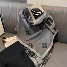 Scarves Thick Warm Winter Scarf Design Print Women Cashmere Pashmina Shawl Lady Wrap Tassel Scarves Knitted Foulard Blanket J231204