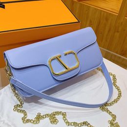 Leather Handbag Chain Bag Women luxurys Fashion Designers Bags Female clutch Classic High Quality Girl Handbags blue