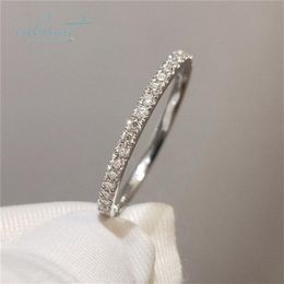 inbeaut 18K White Gold Plated Pass Diamond Test Round Excellent Cut 0 1 ct Micro D Color Ring 925 Siver Party Jewelry 210924241G