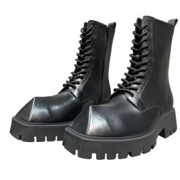 balencig Rhinoceros Balencaiiga Balenicass Mens Dark Horn Niche Sense Shoes Design Genuine Cowhide Mid Length Boots Thick Soles Elevated Sleeves Martin Boots Shor