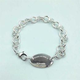 T S925 Sterling Silver Oval Pendant Exclusive Bracelet Original High Quality Jewellery Lovers Wedding Valentine Gift329P