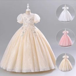 Girl Dresses Flower Lace A-LINE O-Neck Ankle-Length Exquisite GirlsDress For Wedding Bridesmaid First Communion Prom Party