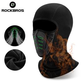 Cycling Caps Masks ROCKBROS Bicycle Full Face Scarf Winter Thermal Fleece Warm Windproof Hood Balaclava Breathable Cycling Mask Bicycle Headwear 231204