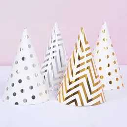 Party Decoration 20PCS Printing Paper Hat Wavy Polka Dot Print Colored Children Adult Birthday Disposable Supplies