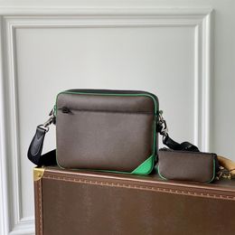 Men Messenger Bag 10A Mirror quality Coated canvas Composite Bag Genuine Leather Shoulder Bags With Box L310237G