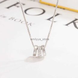 Pendant Necklaces Tricyclic Transfer Beads Pendant Necklace For Women White Gold Colour Thick Plated Sweater Chain Fashion Jewellery for Female R231204