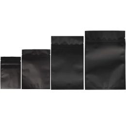 wholesale 500pcs Matte Black Flat Aluminium Foil Zip Lock Bag Resealable Zipper Sugar Salt Snack Nuts Tea Coffee Beans Nail Beauty Gifts LL