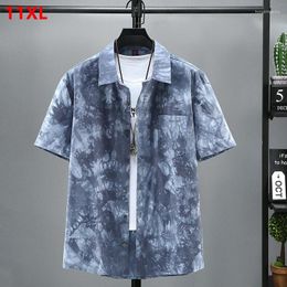 Men's Casual Shirts Summer Tie-dye Plus Size Breathable Loose Thin Flower Shirt 190kg 11xl 10XL Big Cotton For Men 9XL