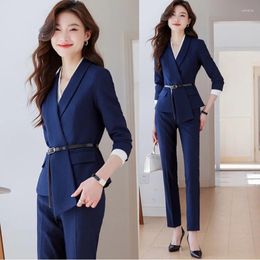 Women's Two Piece Pants High-End Suit Spring And Autumn Formal Wear El Front Desk Manager Jewelry Shop Workwear Elegant Business Busines