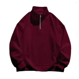 Men's Hoodies Men Sweatshirt With Zipper Collar Half Stand For Spring Fall Sports Wear Breathable Soft Loose