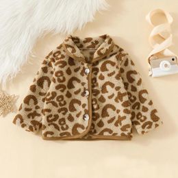 Jackets Baby Boys Girls Fleece Jacket Vintage Print Stand Collar Long Sleeve Plush Coat Children Winter Warm Kids Outerwear