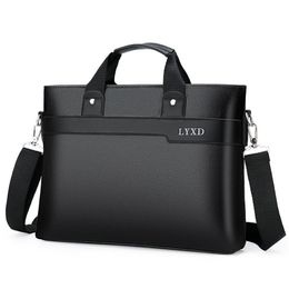 Jun Briefcase Shoulder Bag Handbag Laptop Men's Leather Folder For a4 Documents Designer Tote Chain Business Travel Messenger254x