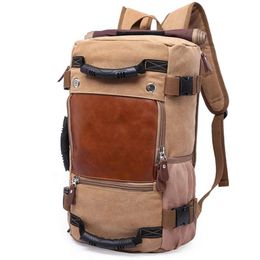 KAKA Vintage Canvas Travel Backpack Men Women Large Capacity Luggage Shoulder Bags Backpacks Male Waterproof Backpack bag pack 210228Y
