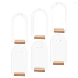 Jewelry Pouches Acrylic Earring Display Stand Retail Holder Arch Stands With Wooden Bases