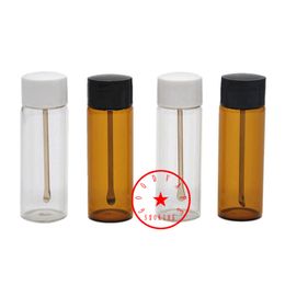 New Style Colorful Glass Smoking Tobacco Spice Miller Dabber Spoon Pill Storage Bottle Stash Seal Case Portable Snuff Snorter Sniffer Snuffer Holder DHL