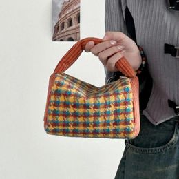 Evening Bags Retro Design Women's Mini Tote Crossbody Bag Plaid Female Clutch Purse Shoulder Simple Casual Vintage Small Handbags