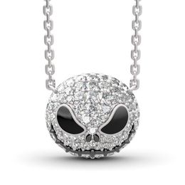 Nightmare before Christmas Skeleton Necklace Jack Skull Crystals Pendant Women Witch Necklace Goth Gothic Jewellery Whole J1218193G