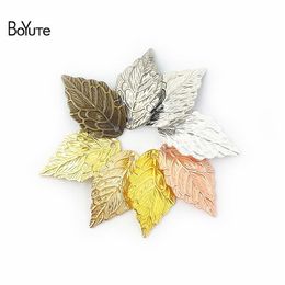 BoYuTe 200 Pieces Lot Metal Brass Stamping 10 18MM Leaf Charm Pendants DIY Floating Charms for Jewellery Making270C