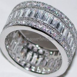 choucong Full Princess cut Stone Diamond 10KT White Gold Filled Engagement Wedding Band Ring Set Sz 5-11 Gift275L