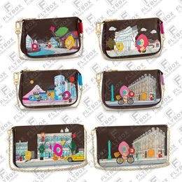 M81762 M81545 M81637 Weihnachts-Siebdruck MINI POCHETTE ACCESSOIRES FELICIE Geldbörse Schlüsseletui Damenmode Luxus Designer Münze218g