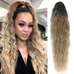 Synthetic Wigs Gladys Natura Wave Ponytail Synthetic Fibre Curly Drawstring Ponytai Heat Resistant Hair for Black Women 231204