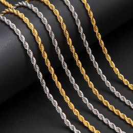 2 3 6mm Rope Chain 316L Stainless Steel Cool Mens Polishing Biker Necklace Chains320P