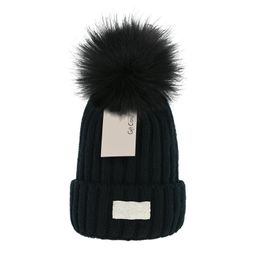 Top Designer Winter Knitted Beanie Woolen Hat Women Chunky Knit Thick Warm faux fur pom Beanies Hats Female Bonnet Beanie Caps